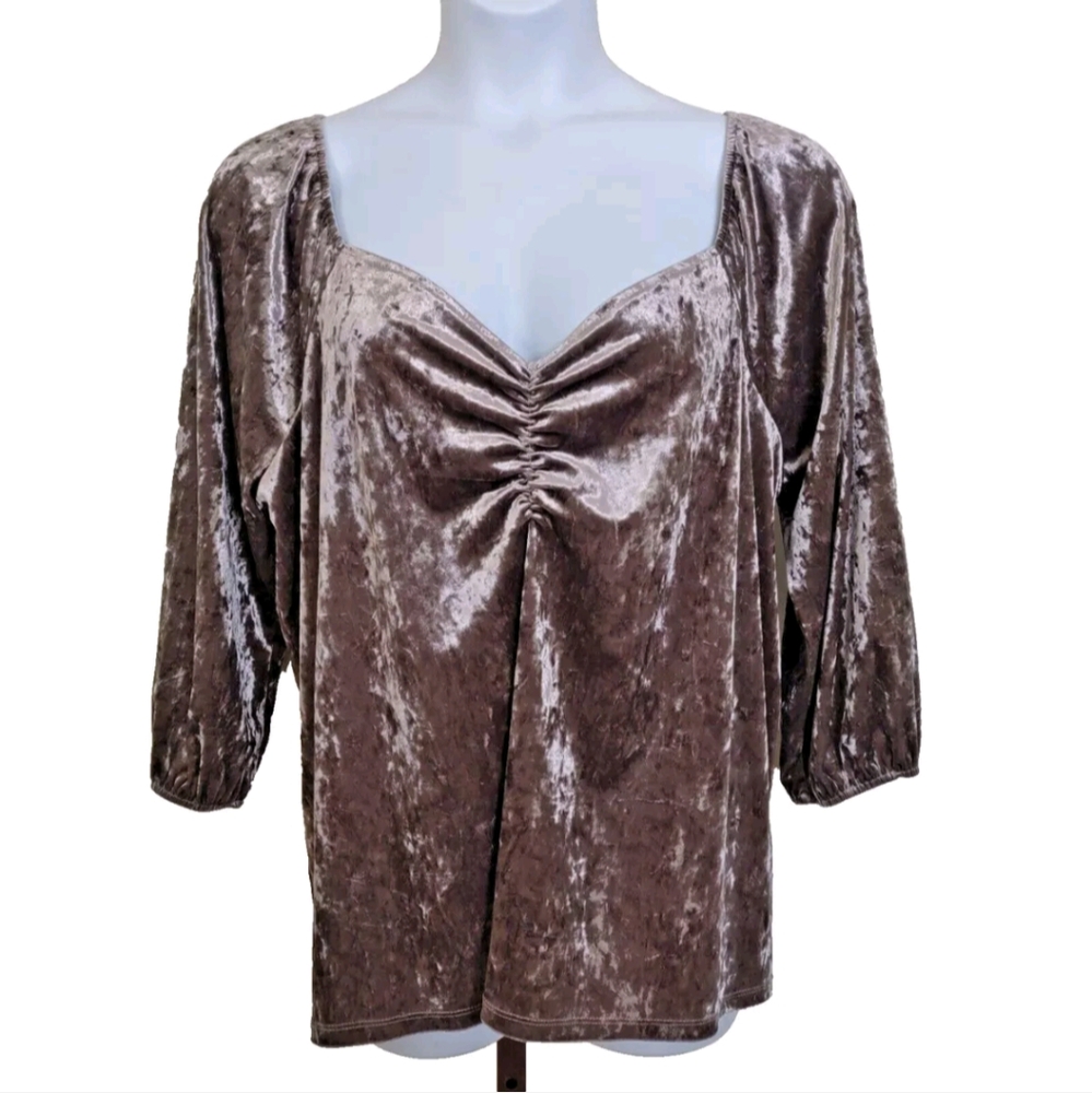 Lane Bryant Graysilver Crushed Velvet Sweetheart Neck Top Womens Plus 22/24
